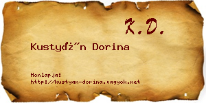Kustyán Dorina névjegykártya